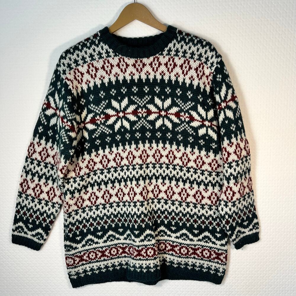 Squaw Valley Sweater Womens Size S 100% Wool Grandma Winter Cold Camp Oversized